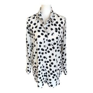 Ellen Tracy Classic Flowy Career Workwear Polka Dot Blouse Top Sz S‎